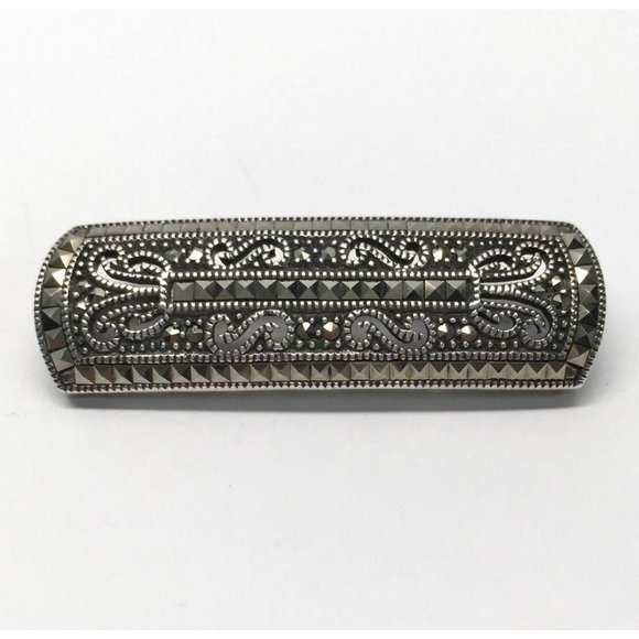 Judith Jack Sterling Silver Marcasite 2" Pin/Brooch - Picture 1 of 10